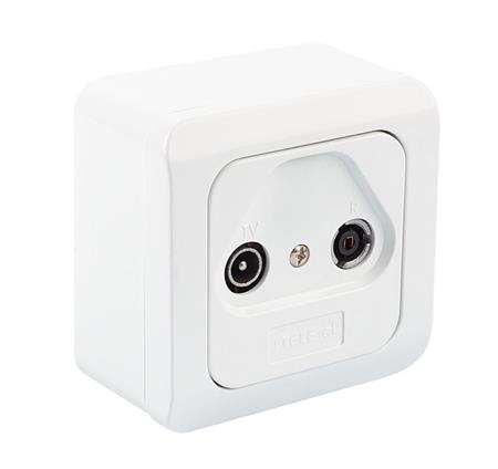 Exelento TRK-01S účastnická zásuvka TV+DAB/R, koncová 1,5dB, s krabicí a krytem