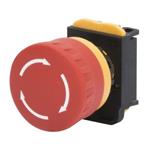 Gewiss GW74361 tlačítko nouzové s držením, kulaté, hřibové, prům 40mm, červené