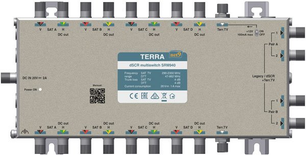 Terra SRM940 multiswitch 2xQuattro/4xWB+TV, dSCR pro 1-4 družice a 32xTV